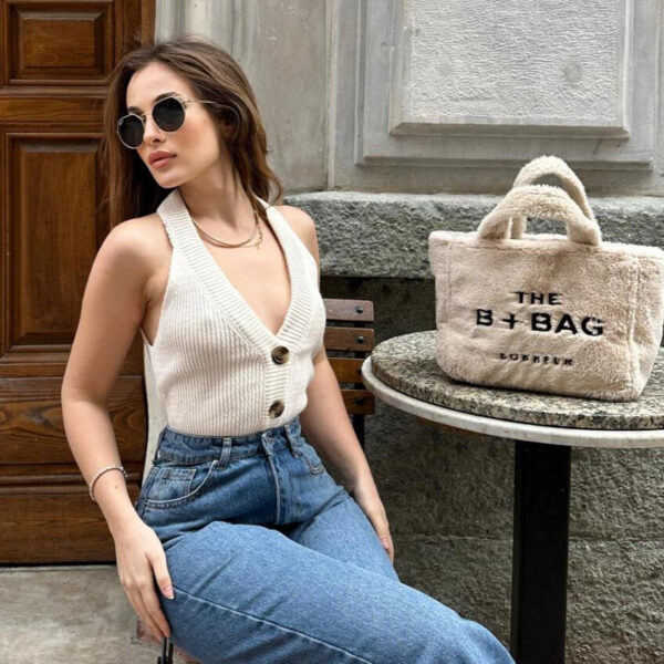 Casual Knitted Vest Cream