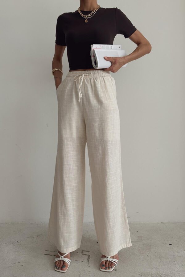 Linen Laced Trousers Beige
