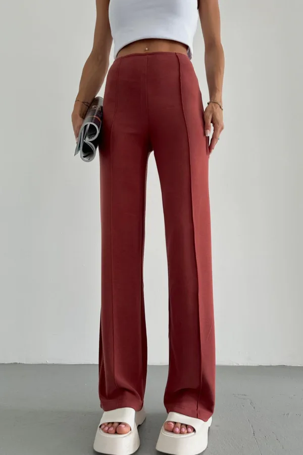 Stitching Detail Scuba Palazzo Trousers Tile