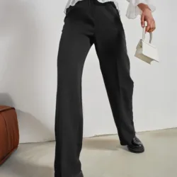 Waist Pleated Trousers Black