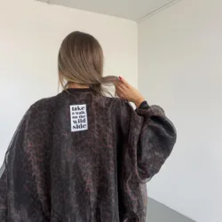 Leopard Organza Bomber Brown