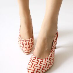 Ernesa Red Geometric Patterned High Heel Shoes