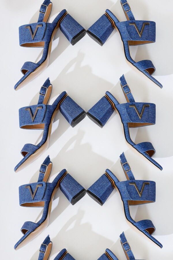 Mari-Anna Blue Buckle Detailed Double-Strap Heeled Sandals